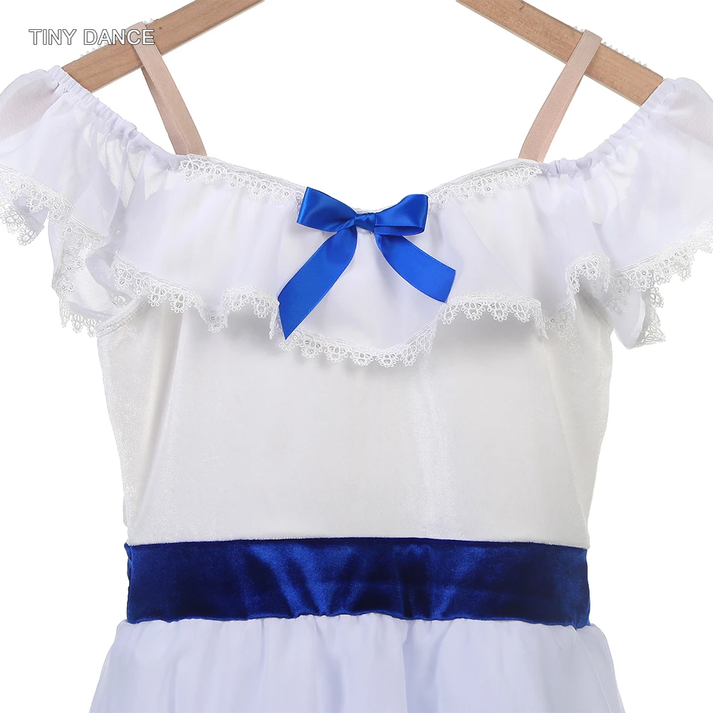

Off Shoulder Ballet Costume Girls White Velvet Bodice with Long Chiffon Dress Adult Ballerina Tutus Dance Wear 25018