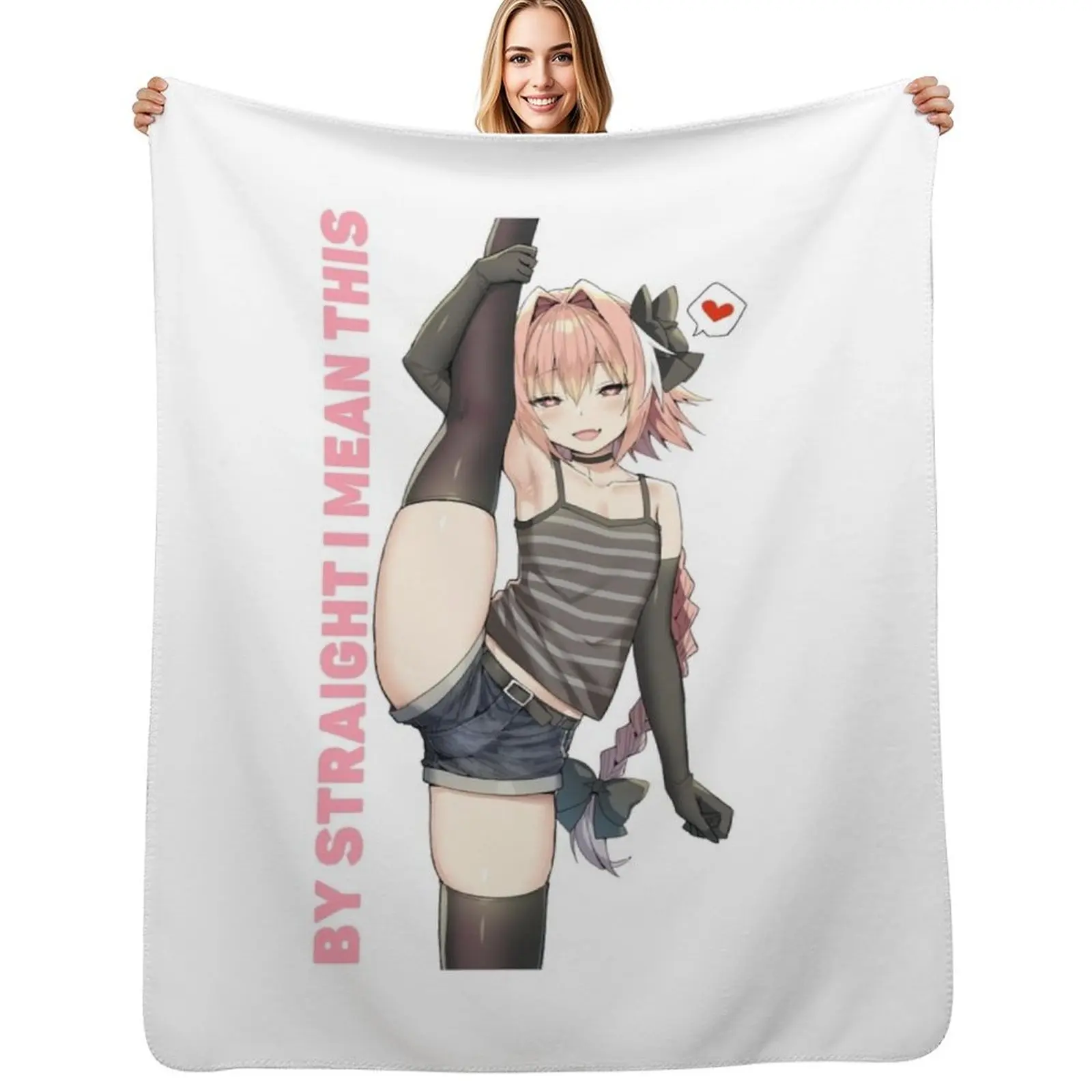 

Astolfo Leg Stretch Straight Boi Femboy Trap Sissy Throw Blanket Quilt Cute Beautifuls Blanket