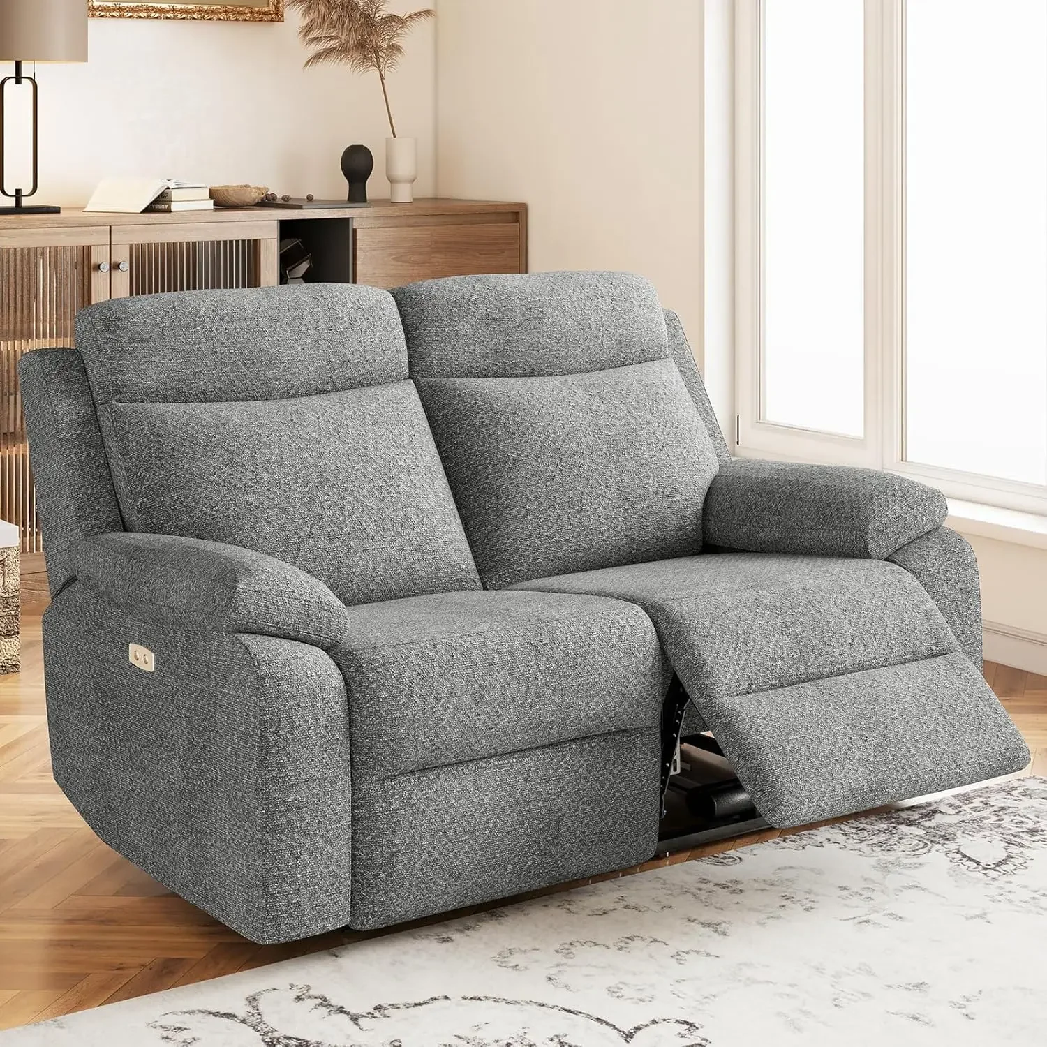 Belffin Large Power Loveseat Recliner for Adults, Home Theater Sofa Seating, Comfy Reclining Couch, Light Gray.