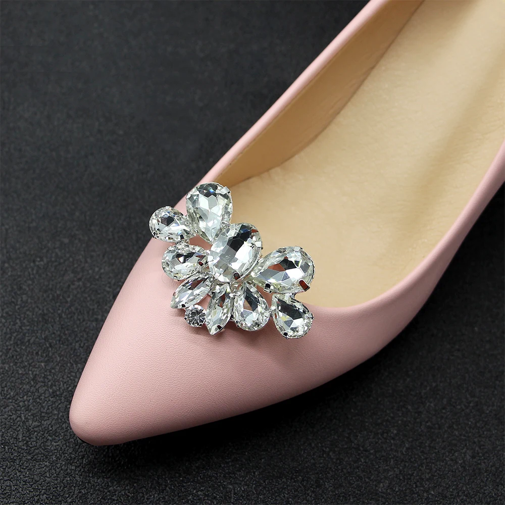1PC Rhinestone Wedding Square Clamp Shoe Decorations Charm Buckle Shiny Decorative Clips Shoe Clip