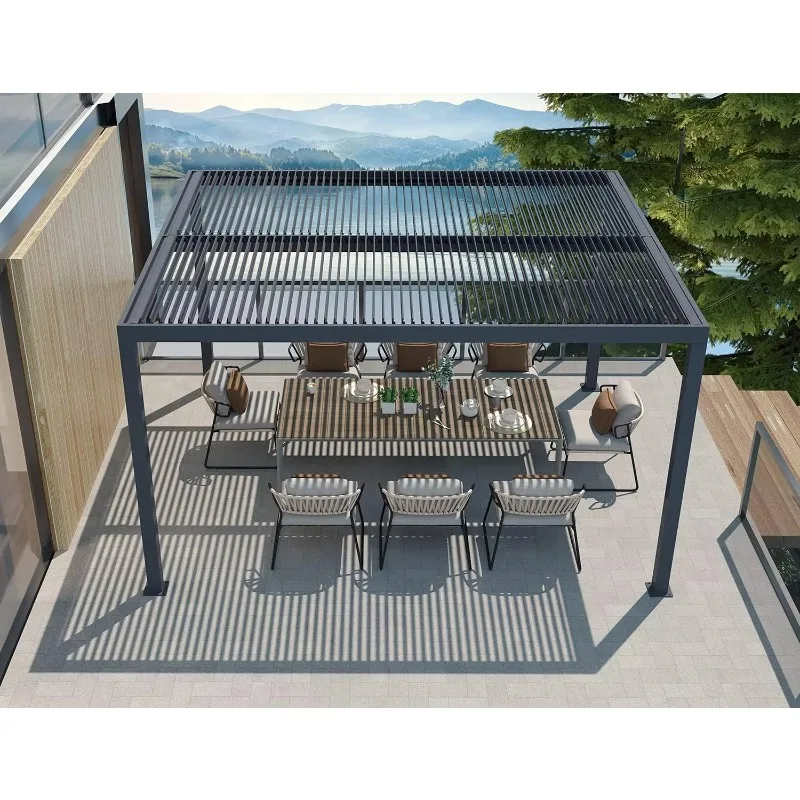 

[Factory Price] Metal Slats Deck Canopy Louver Sun Panel Powder Coated Gazebo Bioclimatic Louvered Aluminum Pergola For Window M