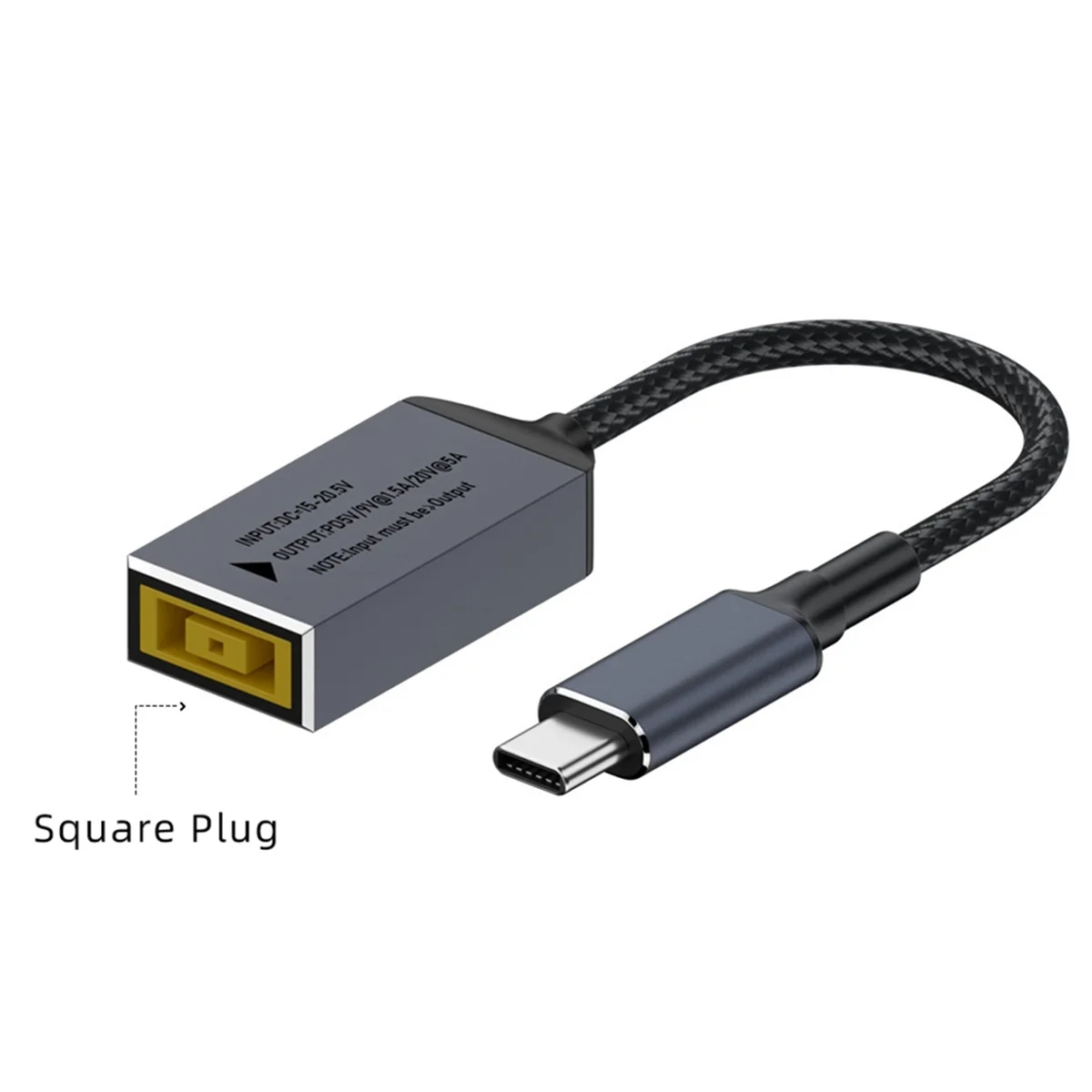 PD100W for Lenovo DC Square Jack to USB Type-C Converter Charging Cable Compatible with for Lenovo Laptop Charger