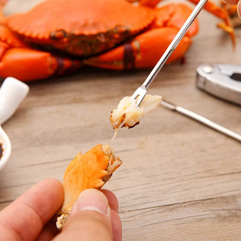 Crab Needle Seafood Fork Stainless Steel Multi-Functional Walnut Needle Compact And Portable Crab Walnut Fruit Eating Aids