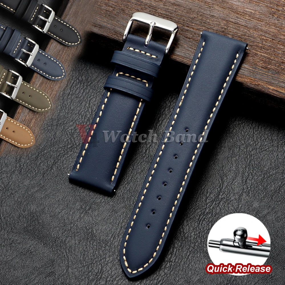 

Cowhide Leather Watch Strap 18mm 20mm 22mm for Samsung Galaxy Watch 8/7/6/5/4 Vintage Brown Quick Release Bracelets