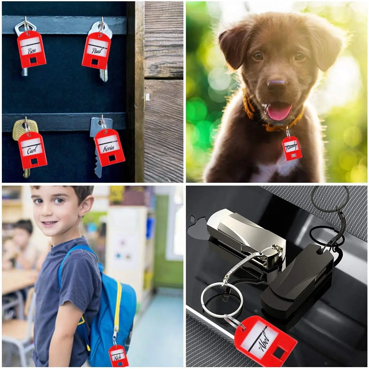 10-50pcs/lot Plastic Key Tags with Split Ring Label Window for DIY Key Chain Name Tags Dog Name Tag Keychain Kit Craft Materials