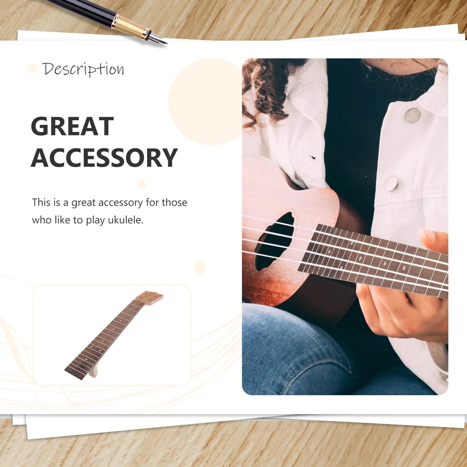 

Ukulele Fretboard Wood Neck Board Musical Instrument DIY Tool Kit Fingerboard Accessory Premium Quality Simple Installation Easy