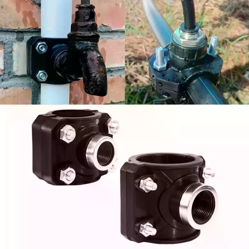 32mm 25mm 20mm Pipe Clamp 1/2'' Female Thread Connector PVC PE Pipe Water Splitter Repair Reducing Coupling Fitting