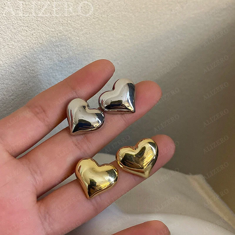 925 Sterling Silver Gold Hearts Earrings Stud Earrings For Women Creativity Gifts Street All-match Party And Daily Wear