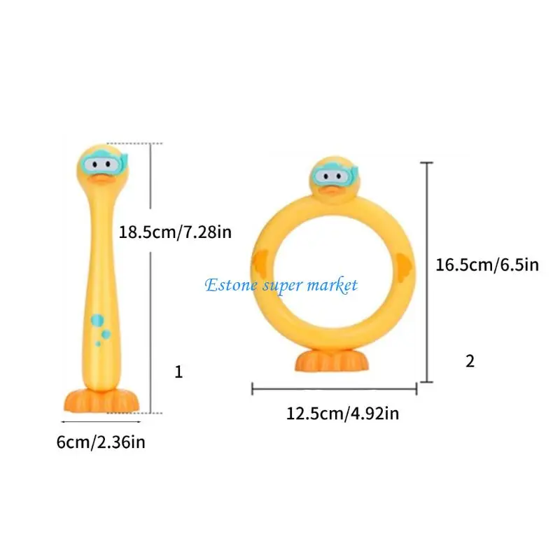 090B 3PCS Cartoon Duck Dive Rings Toy Toy Ricking Pool Toy for Underwater Breath Holding Training and Swimming Skill Development