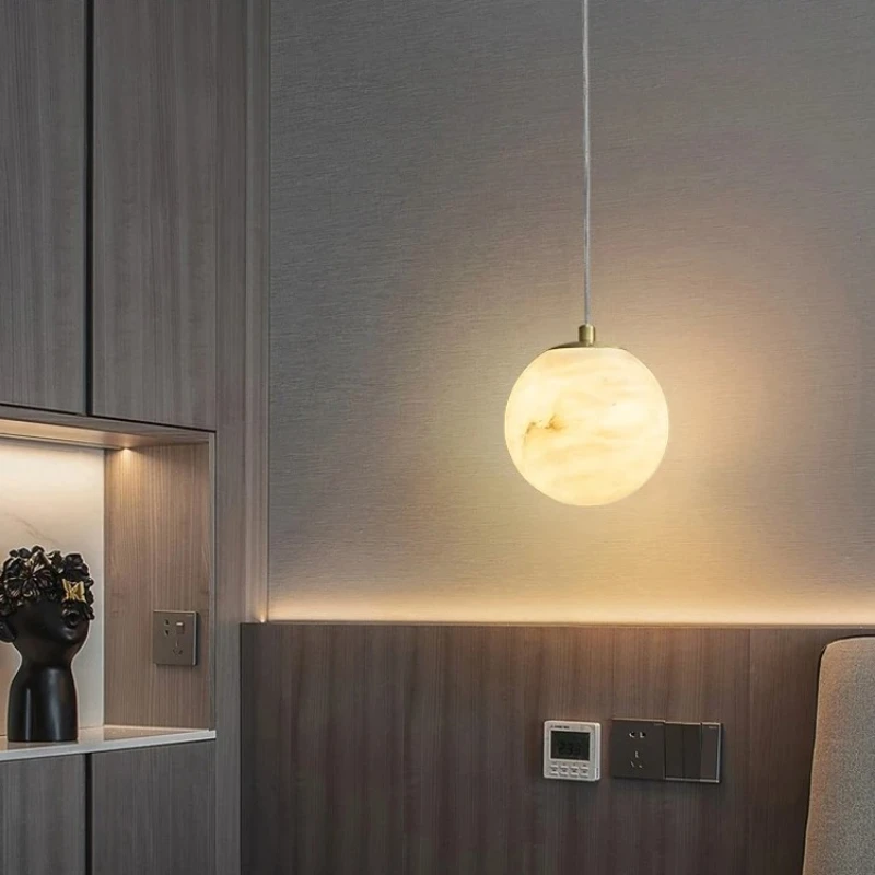كرة رخامية قلادة ضوء غرفة نوم السرير غرفة المعيشة مقهى مطعم داخلي الديكور الحديث LED مصابيح معلقة تركيبات #1