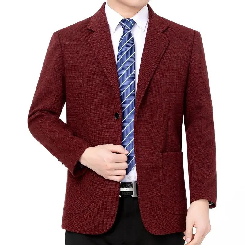 L8241 chaqueta gruesa para hombre de mediana edad, traje suelto de ocio para padre de mediana edad, primavera y otoño, una sola pieza