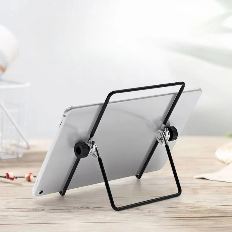 Triangle Metal Tablet Stand, Foldable Rotating Wire Desktop Lazy Holder for iPad, Cell Phone & Tablet, Portable