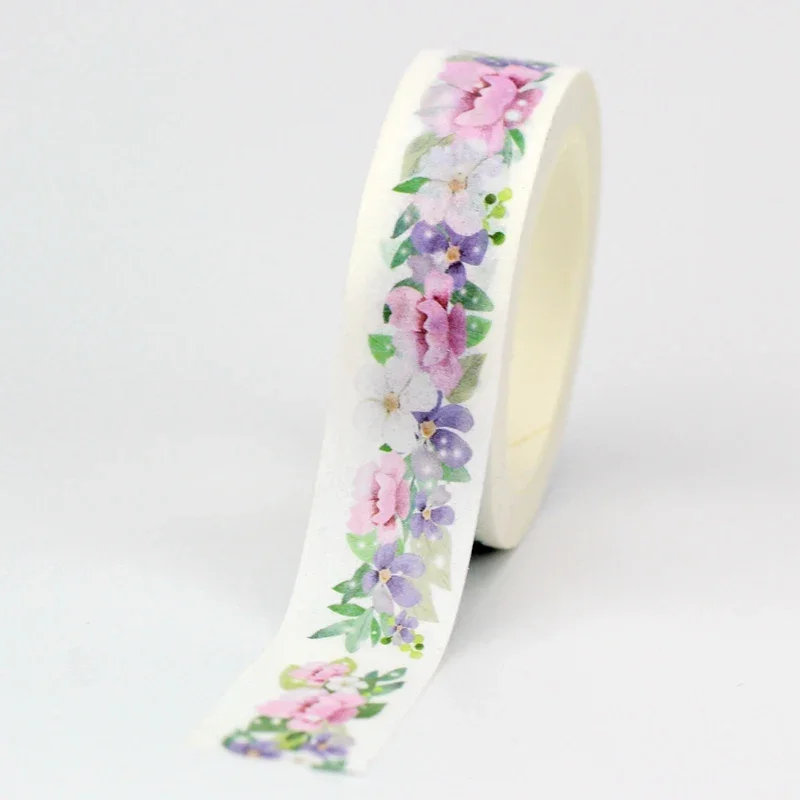 NEW Spring 10pcs Decorative pink white purple flowers Washi Tapes Scrapbooking Planner Adhesive Masking Tape Stationery