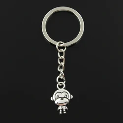Fashion 30mm Key Ring Metal Key Chain Keychain Jewelry Antique Silver Color Plated Double Sides 3D Monkey 15x27mm Pendant