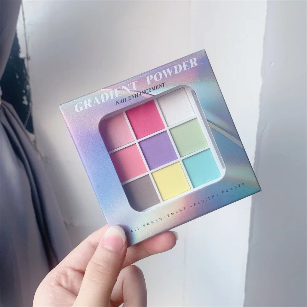 9 kleuren nagelpoeders UV-lak decoratie polish deco poeder effen nagellak parel glitter DIY effen kloppen nagelpoeders