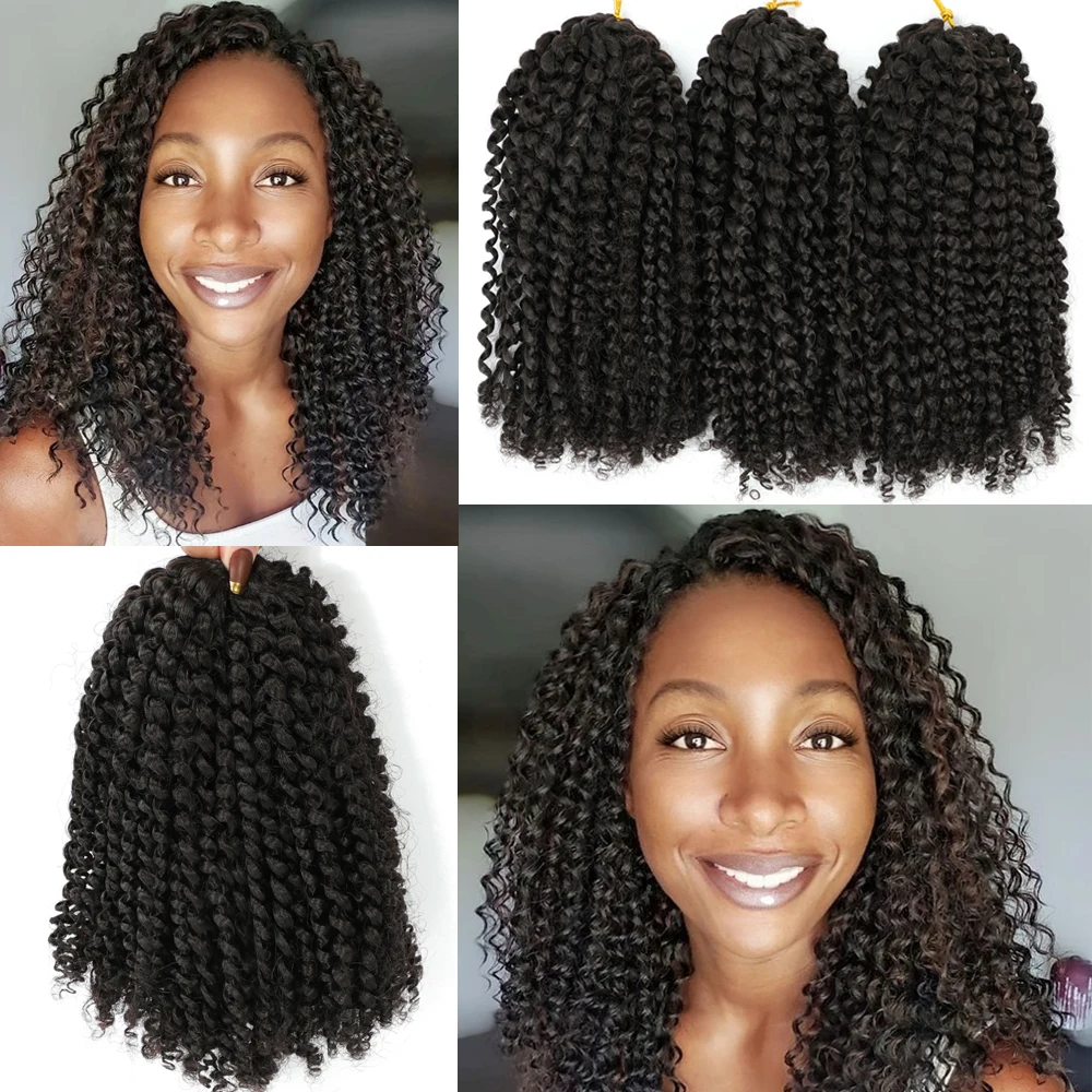 8 inch Short Marlybob Crochet Hair Braiding Bohemian Curly Braids Hair Extension For Women Ombre Afro Passion Marley Curls Hair