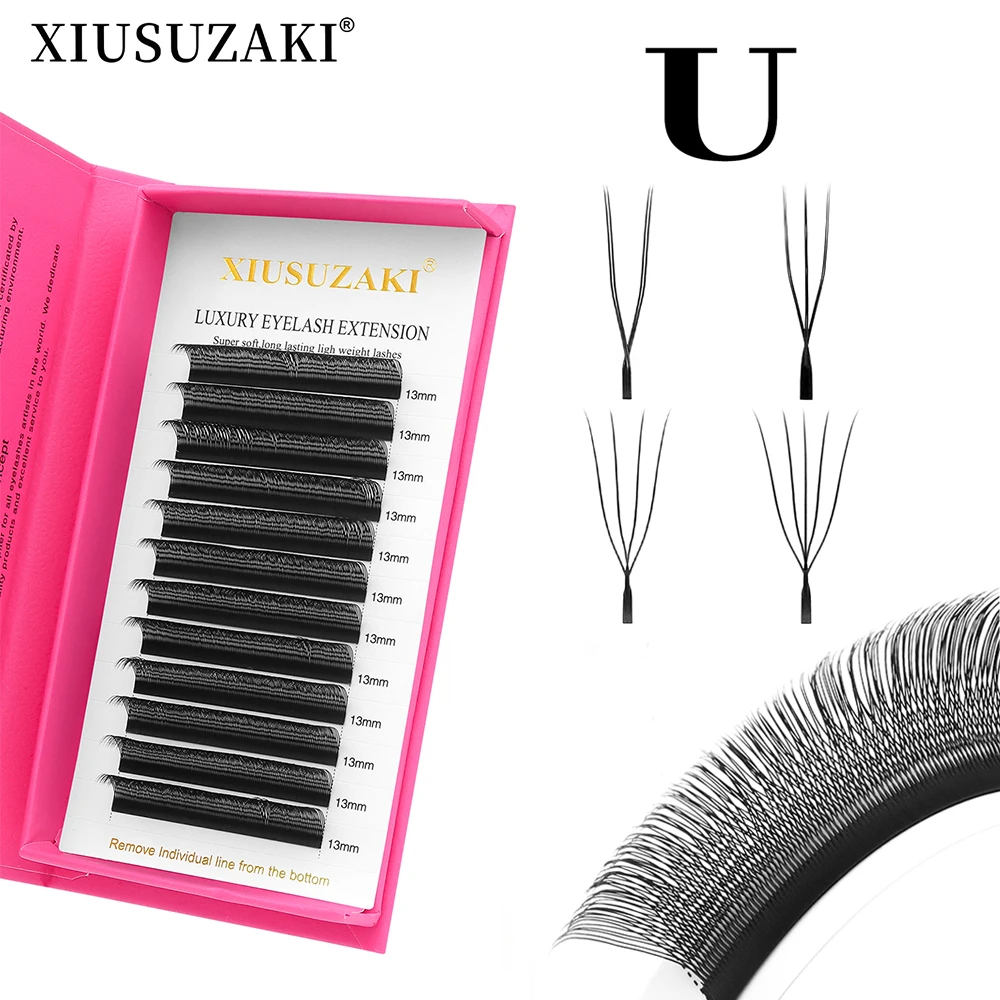 XIUSUZAKI U字型YY 3D 4D 5D Wまつげエクステ 新スタイルU/Wまつげエクステ ミンクプレメイドボリュームファンつけまつげ