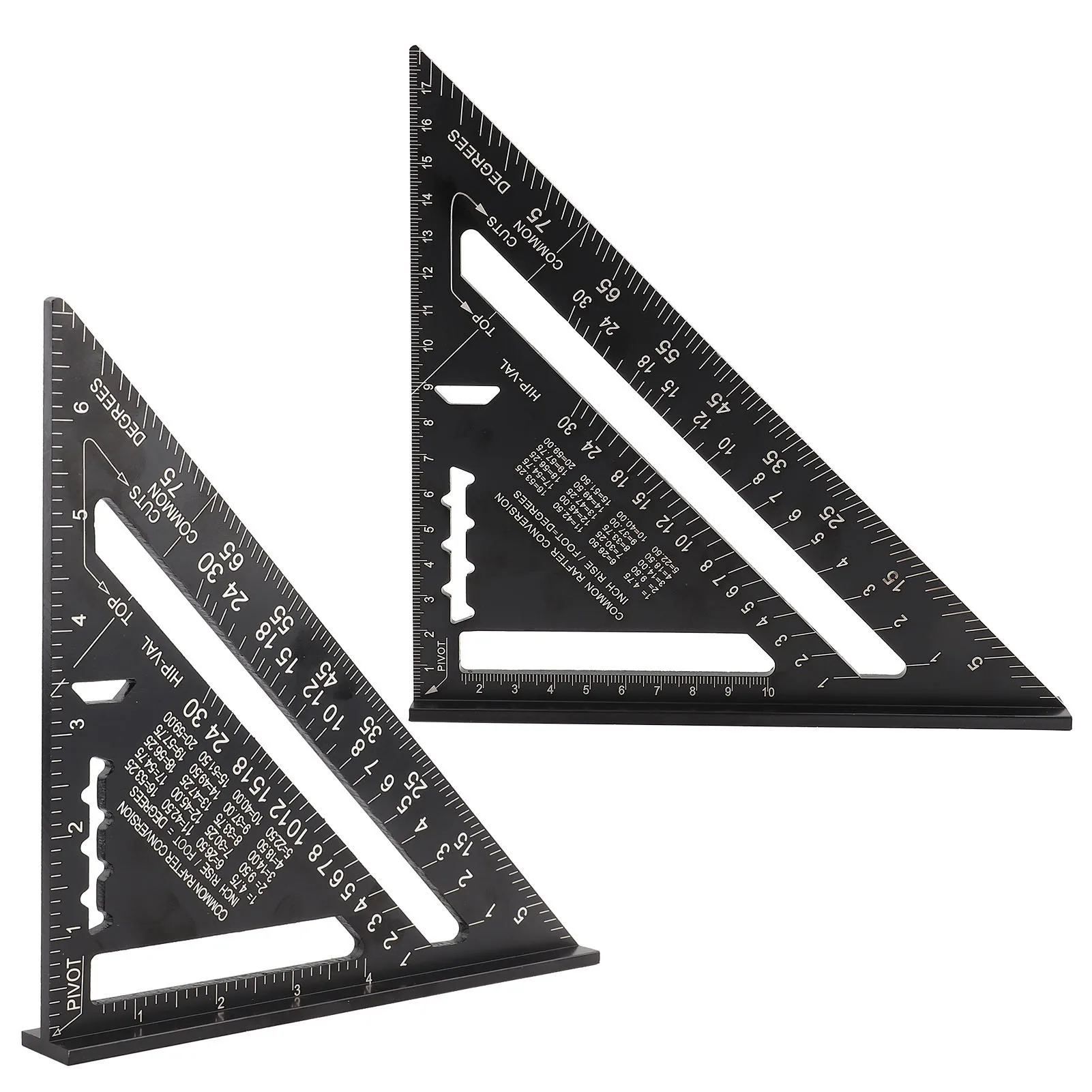 Triangle Angle Protractor, 7 Inch Metric Aluminum Alloy Black Oxidation Roofing Triangle Angle Protractor Layout Guide