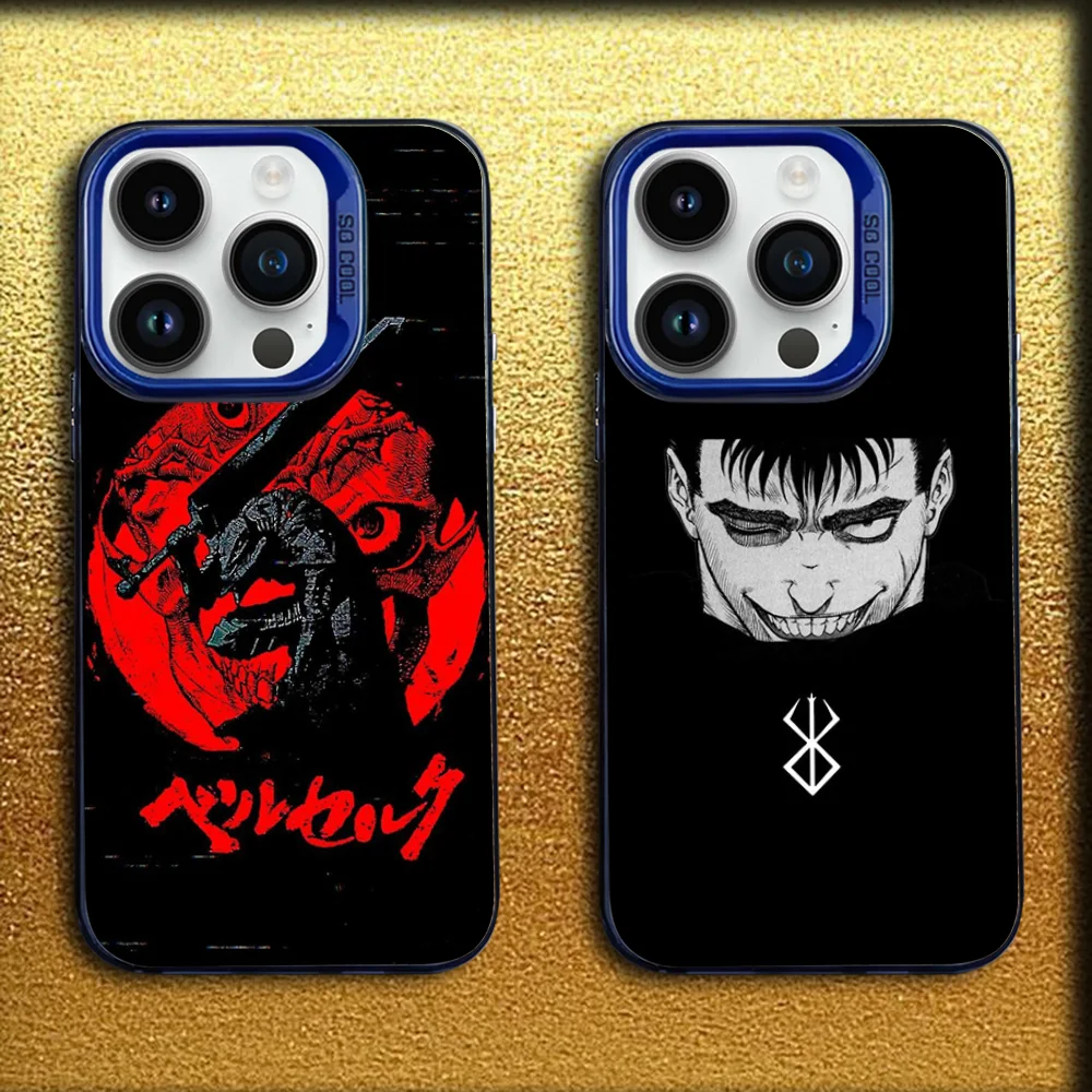 

B-BerserkS Anime Phone Case For iPhone 16,15,14,13,12,11,Mini,Pro,SE,MAX Blue Matte Silicone Cover