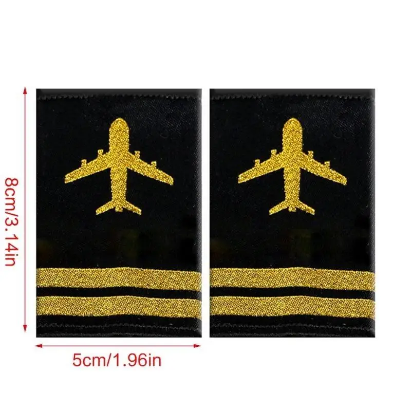 39BB Uniform Epaulet Shoulder Board Captain Epaulets for Aviation Party Gathering Roleplay Shoulder Board