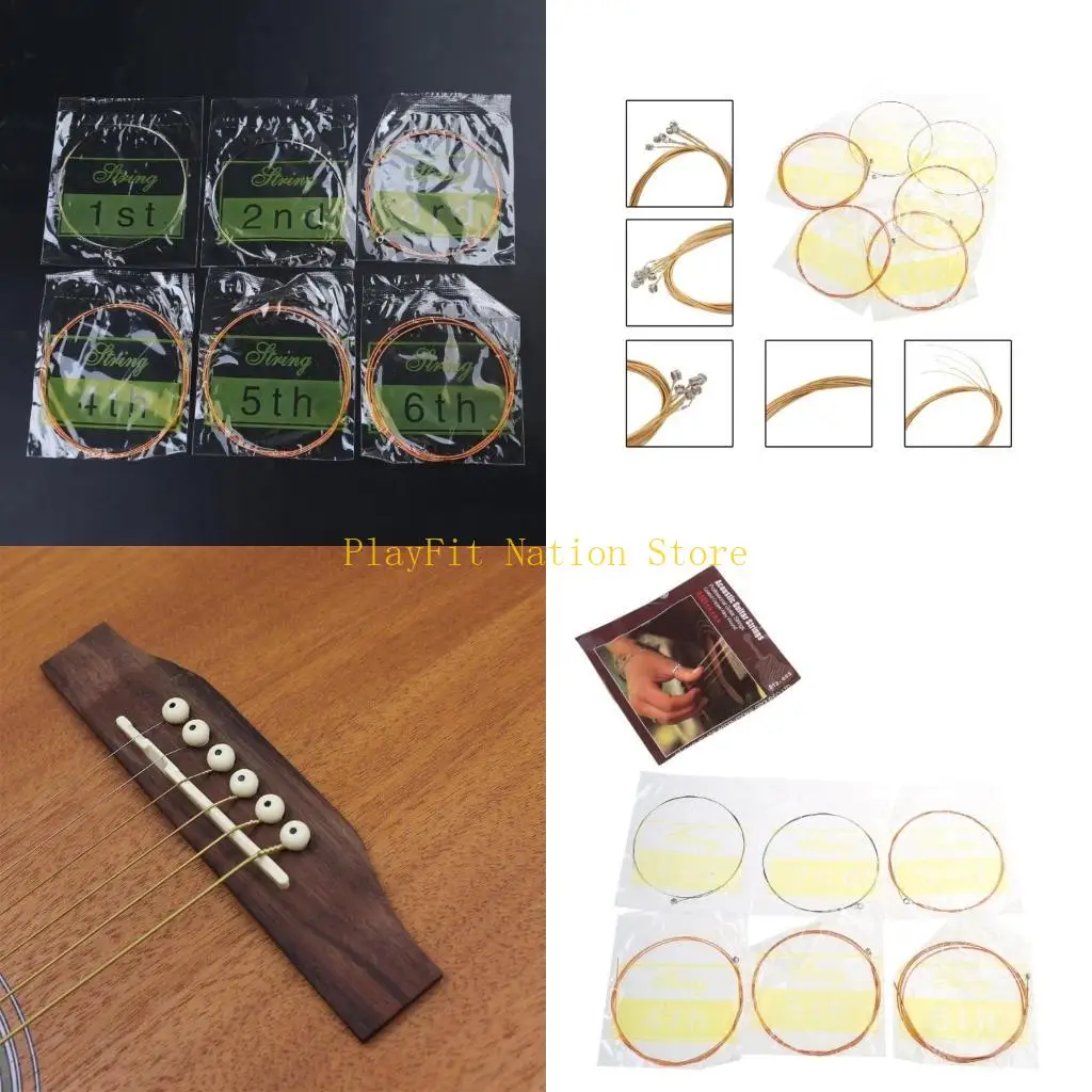 

242F 6 Pcs Acoustic Guitar Strings Folk Guitar Stainless Steel Strings Musical Instrument Accessories Easy to Use
