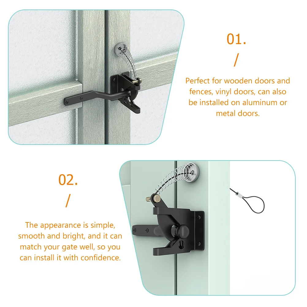 

Barn Door Lock Gate Latch Carbon Steel Security Hardware for Wooden Fences Gates Automatic Fence Locks Outdoor Heavy Duty Garage