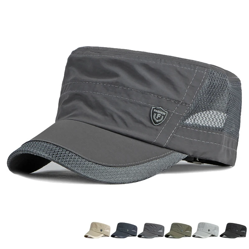 Quick Dry Military Hats For Men Summer Flat Top Baseball Caps Women Outdoor Army Cap Mesh Breathable casquette Militaire
