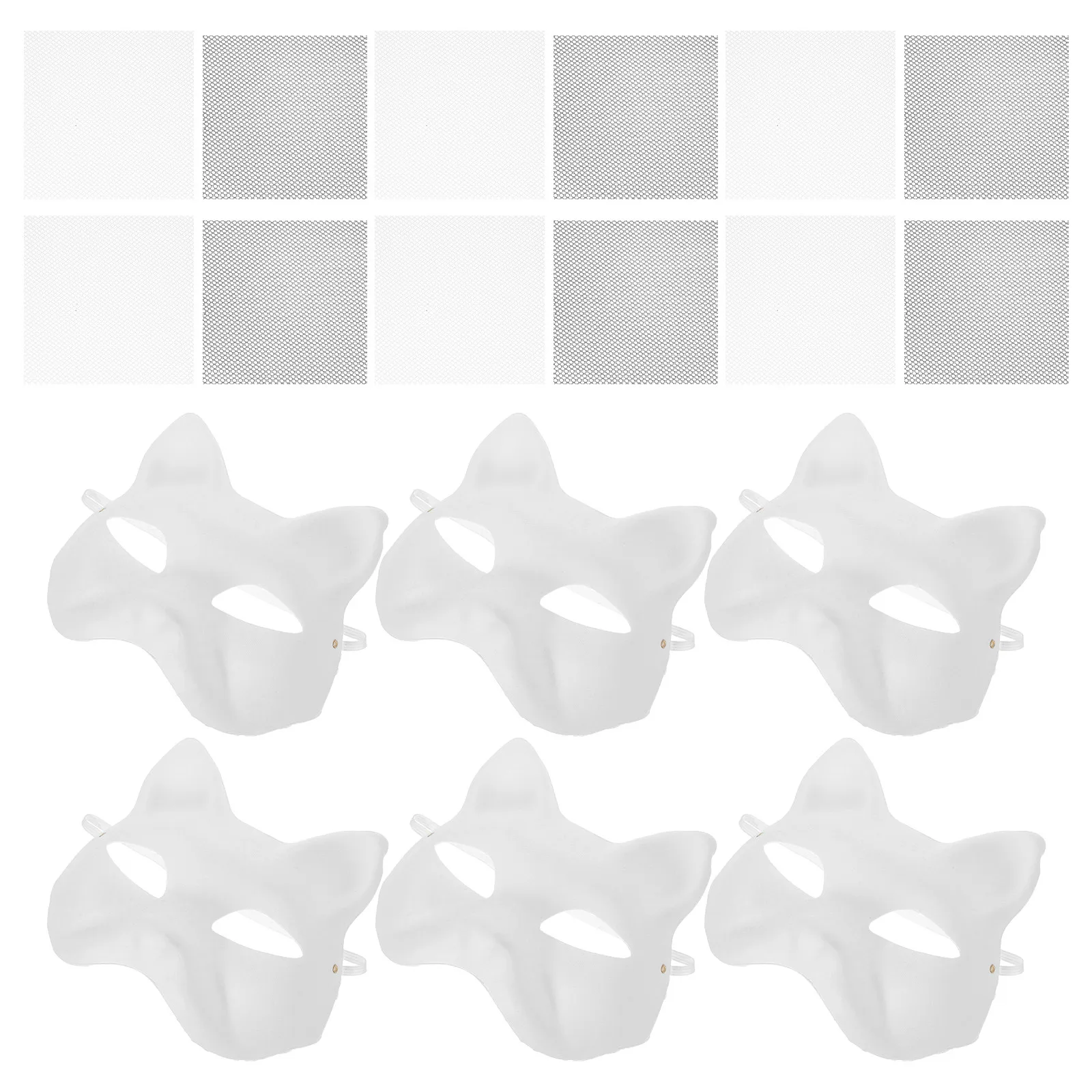 1Set White Cat Mask Plain Paper Half Face Blank Canvas for Creative Painting Drawing Embellishing Masquerade Carnival Party