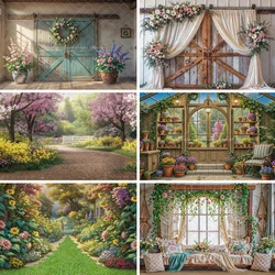 Rural Farm Granary Backgrounds Spring Garden Adult Family Photography Props Child Baby Decors Greenhouse Photo Studio Backdrops