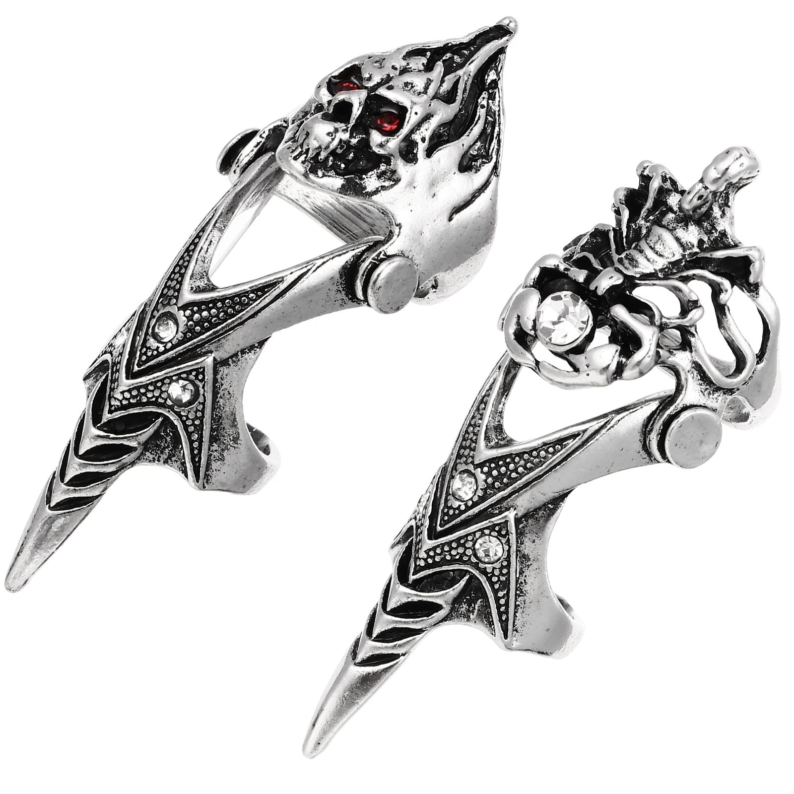 

2pcs Vintage Dragon Rings Full Finger Knuckle Alloy Jewelry Halloween Christmas Gift Retro Style Fashion Accessories