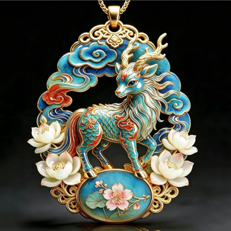 Luxury Minimalist Deer Pendant Necklace Cable Chain Chinese Style Lucky Guardian Animal Jewelry Gift For Women Friend