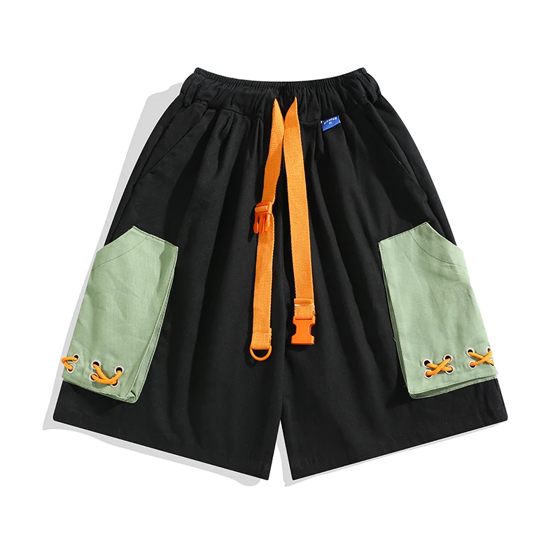 

Мужские летние шорты для спецодежды, Гонконгские повседневные свободные карманы, спортивные брюки длиной до колена, модные универсальные брюки на шнурке