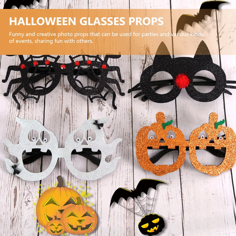 

4Pcs Halloween Decorative Eyeglasses Creative Cosplay Props Party Decor Funny Festival Prop Glasses Funny Glasses