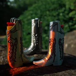 BIC J6 Lighter Holder Decorative Cover Zinc Alloy Western Cowboy Boot Case for Full Bic Maximum J6 Lighter