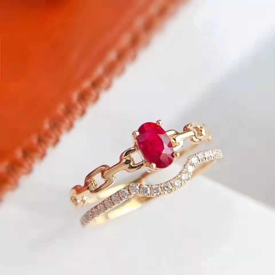 

XCL fashion ruby&natural diamond ring jewelry for lady&women&common wear&party&all season&gift
