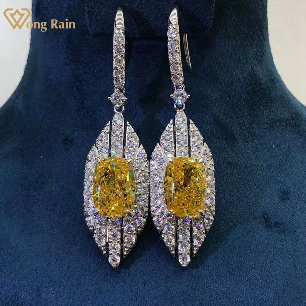 

Wong Rain 925 Sterling Silver 6CT VVS 3EX Crushed Ice Cut Simulated Moissanite Gemstone Fine Jewelry Dangle Earrings For Women