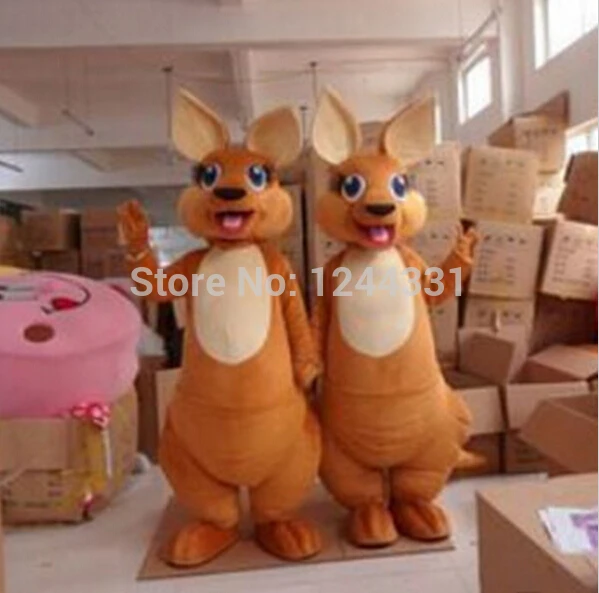 

Hot 2pcs Adult Size Forest Animal Brown Kangaroo Mascot Costume Fancy Dress Party Outfit