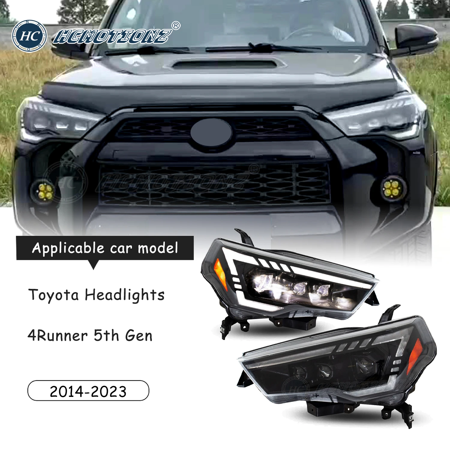 

HCMOTIONZ Headlights for Toyota 4Runner 2014-2023 DRL Animation LED Car Front Lamps Assembly SR5 TRD Off Road Lmited