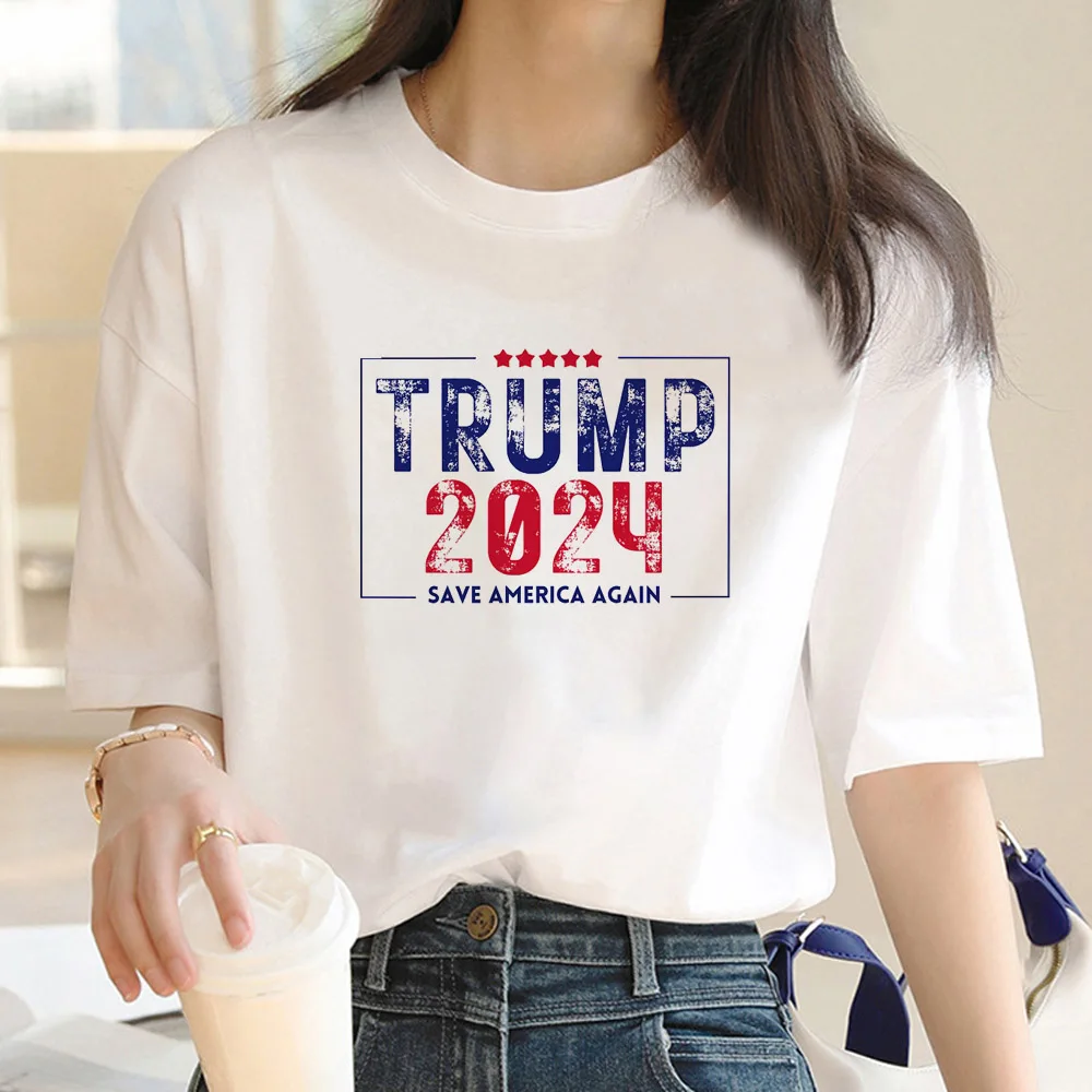 

Trump 2024 top women Y2K funny Tee female manga clothing