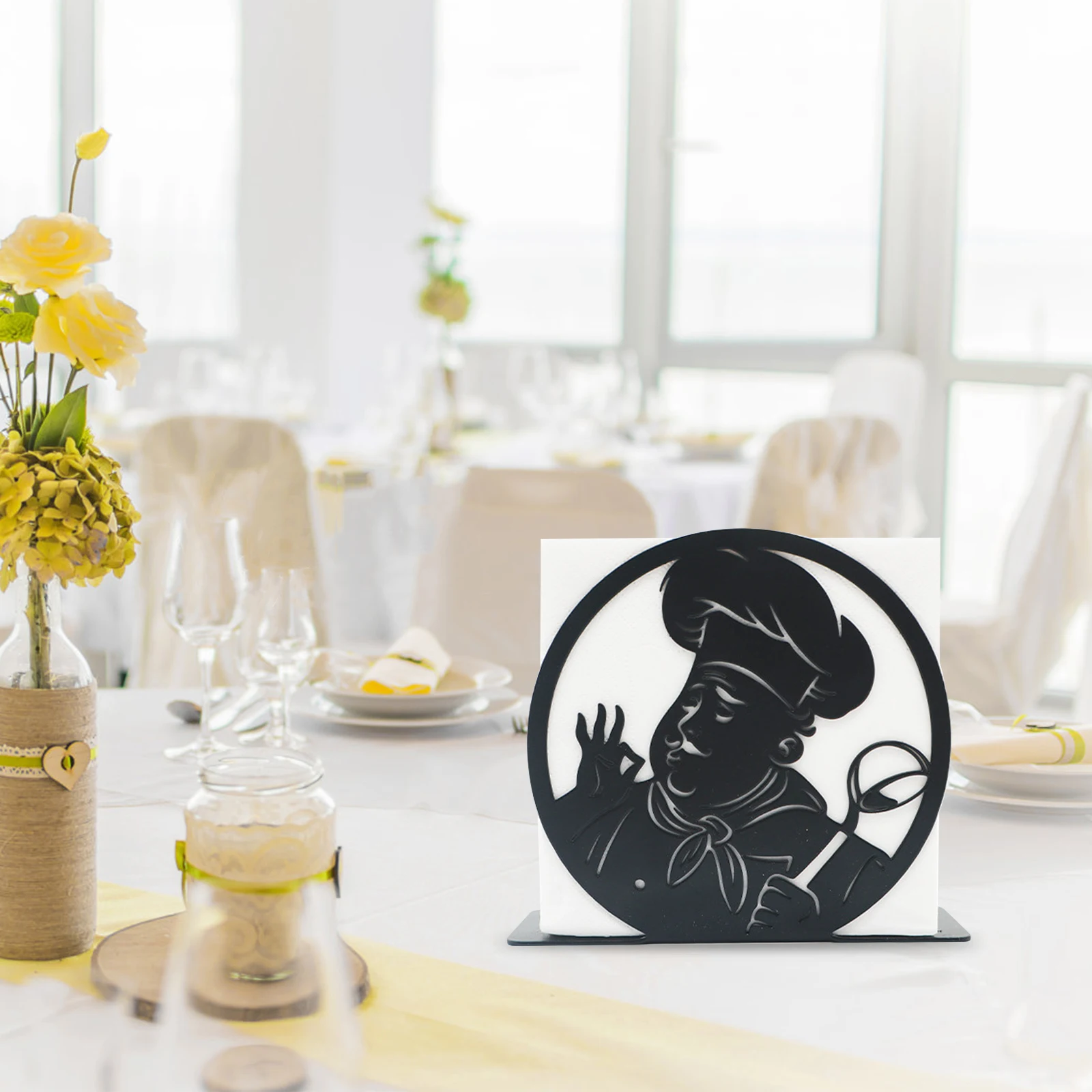 

Metal Napkin Holder Decorative Standing Serviette Dispenser For Table Restaurant Hotel Bar Ktv Living Room Bathroom Tissue