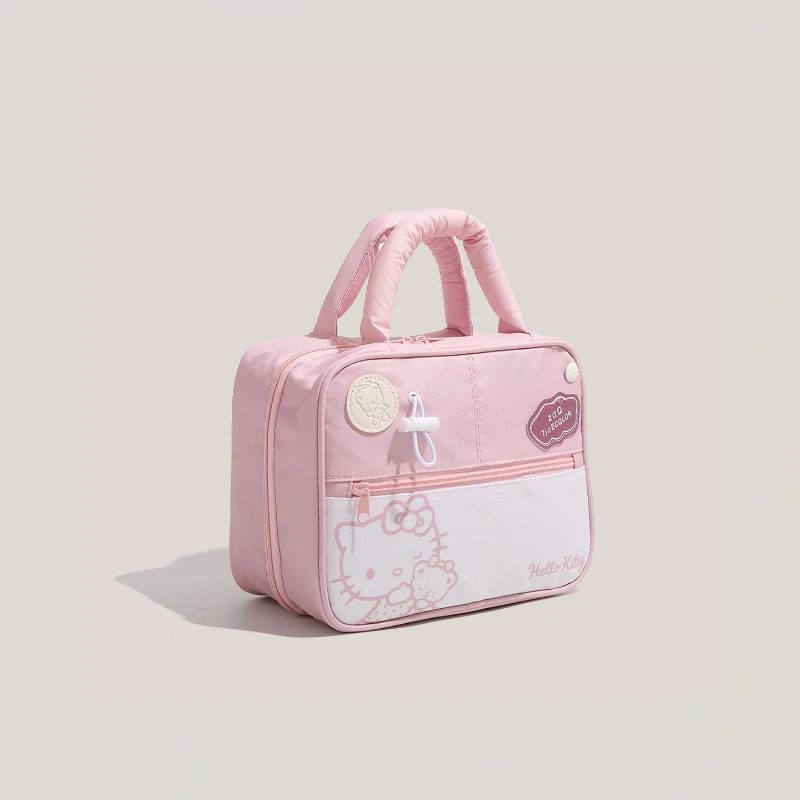 

Мультяшная милая кошечка контрастного цвета, большая вместительная косметичка, сумка для хранения туалетных принадлежностей, дорожная портативная, с резинкой