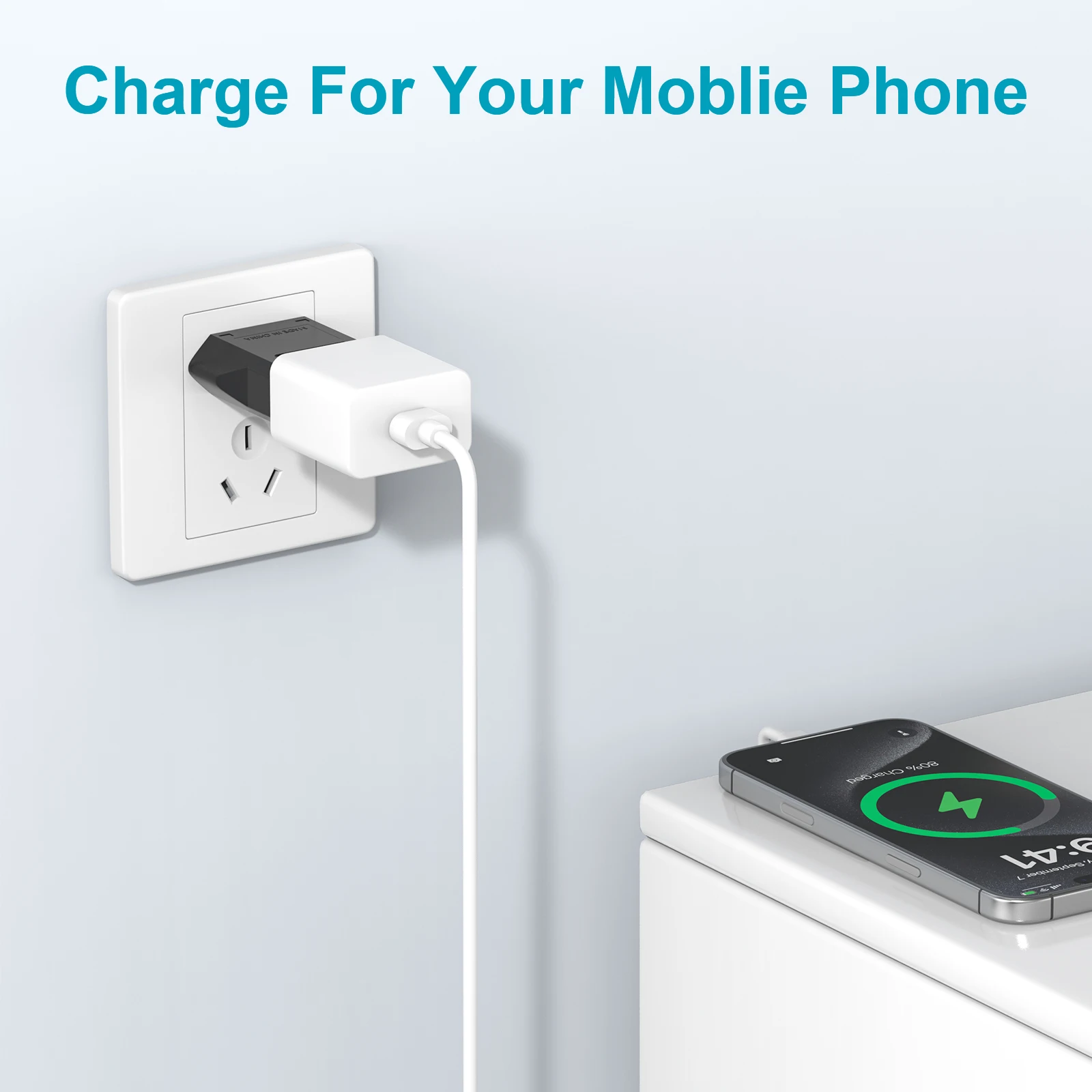 European travel adapter, European standard to American standard charging adapter, 6A safe current, portable travel essential