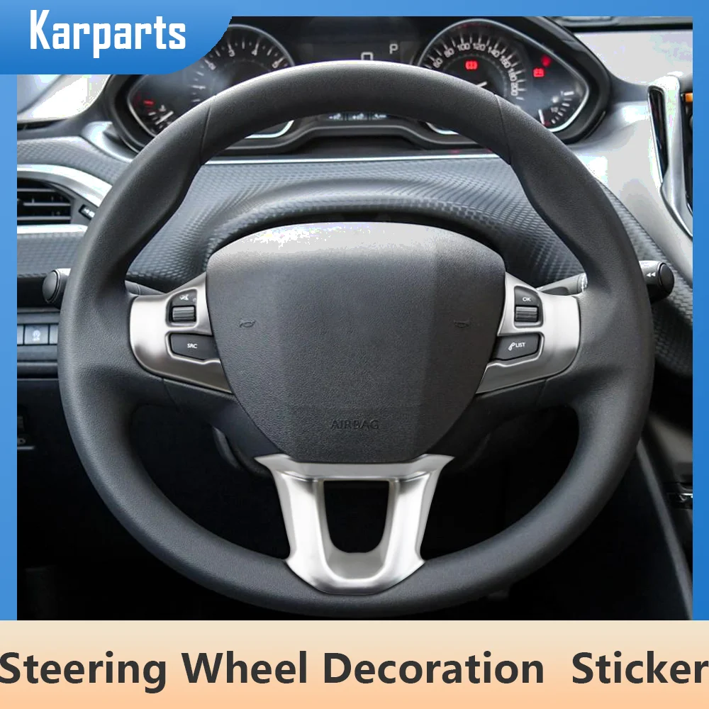 

3Pcs/Set Car Steering Wheel Decoration Cover Trim Sticker Fit for Peugeot 2008 208 308 2015 - 2018 Accessories