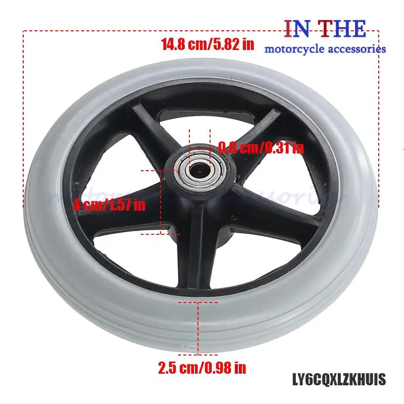 6  Inch Wheels Smooth Flexible Heavy Duty Wheelchair Front Castor Solid Tire Wheel Wheelchair Replacement
