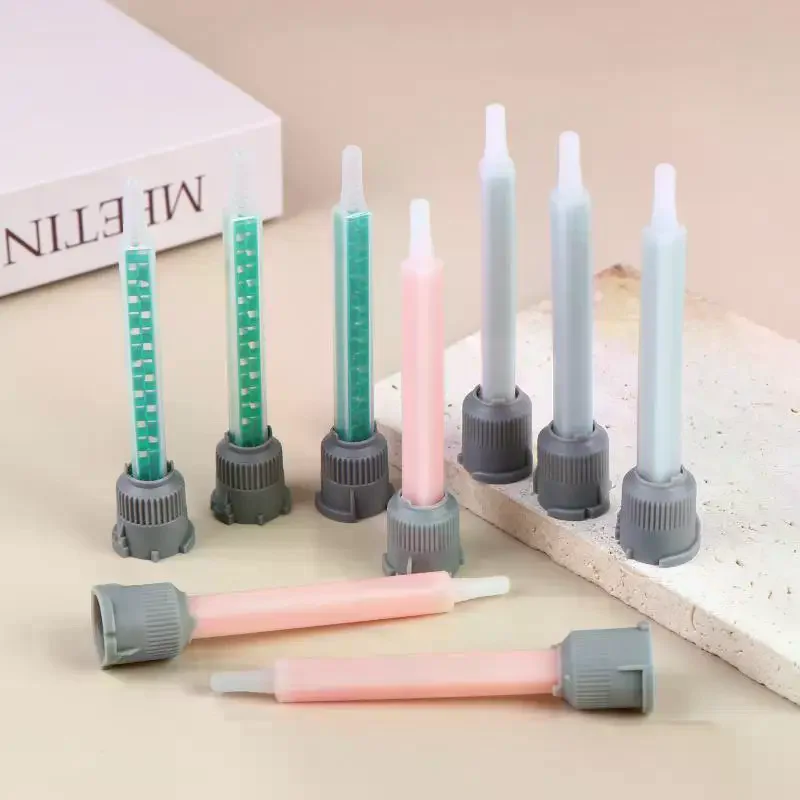 10 AB glue guns with adhesive mixing tubes (1:1 ratio), liquid mixture epoxy adhesive mixing nozzles, adhesive static mixer