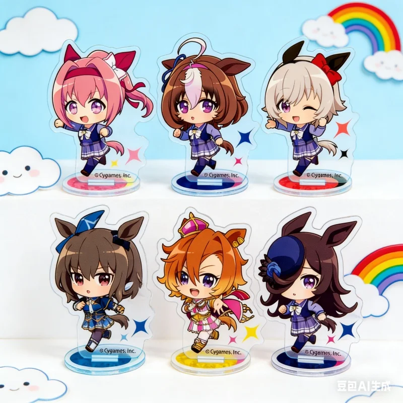 Anime Uma Musume Pretty Derby Cosplay Jungle Agnes Manhattan 10CM figura acrílica soporte ornamento modelo accesorios juguetes regalos HD