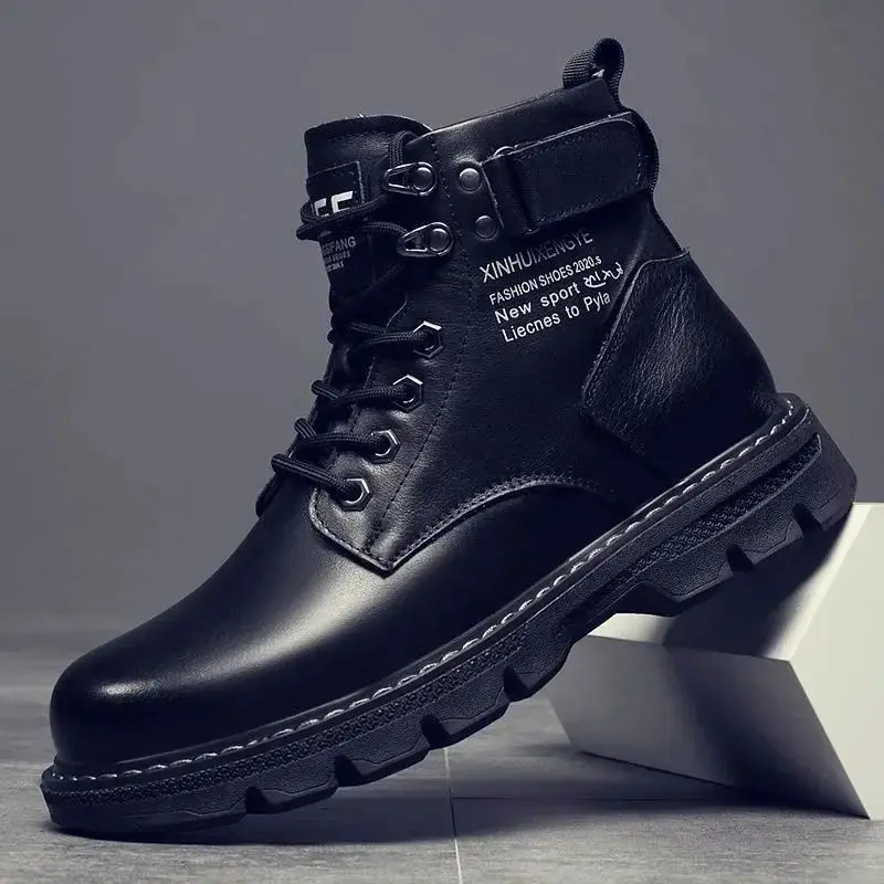 

Men's High Top Fashion Shoes New Motorcycle And Ankle Boots Chelsea Boots PU Leather Lined Short Calf Winter Snow Boots