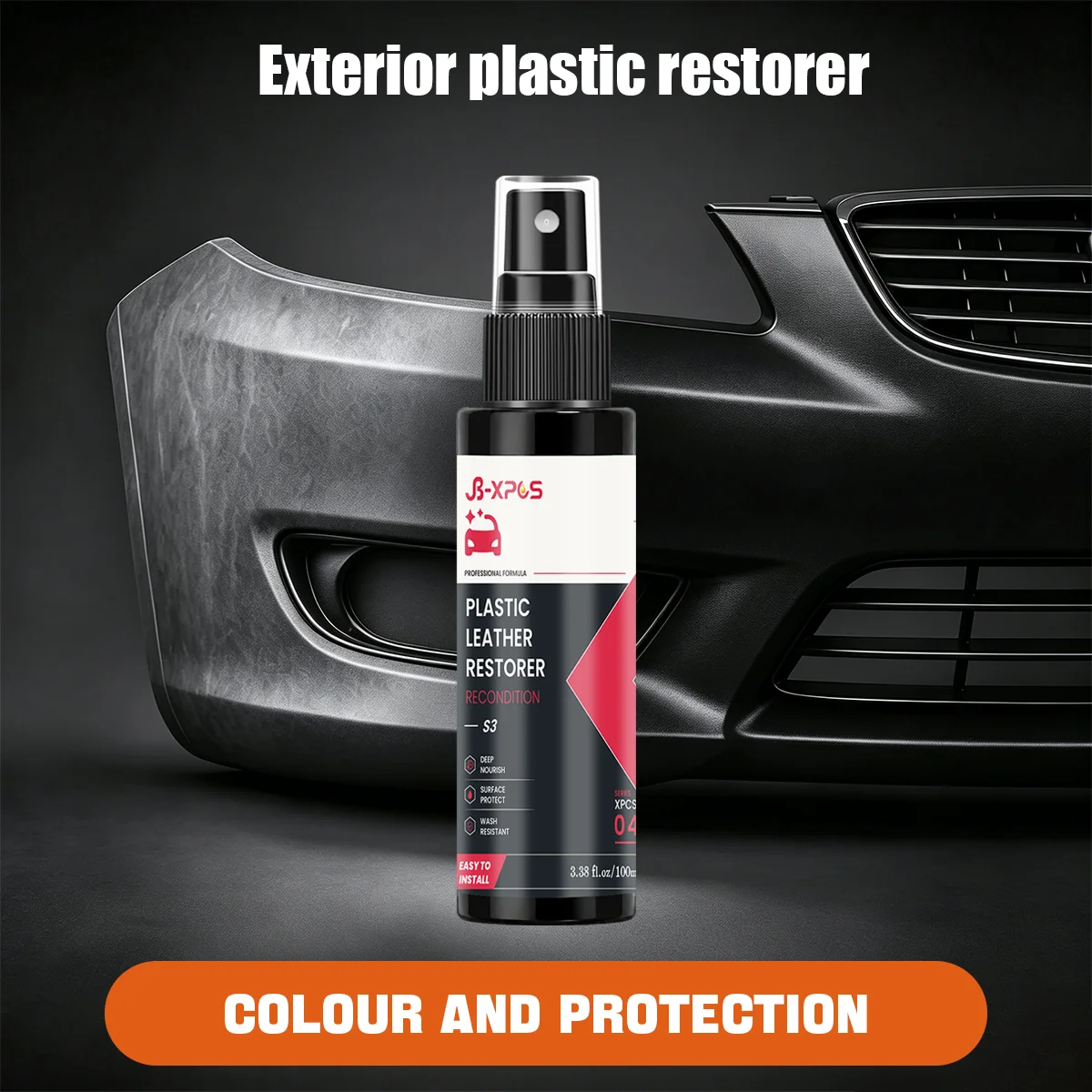 Auto Plastic Restorer Spray, Anti‑Aging Repair Faded Rubber & Plastic Surfaces YT0104