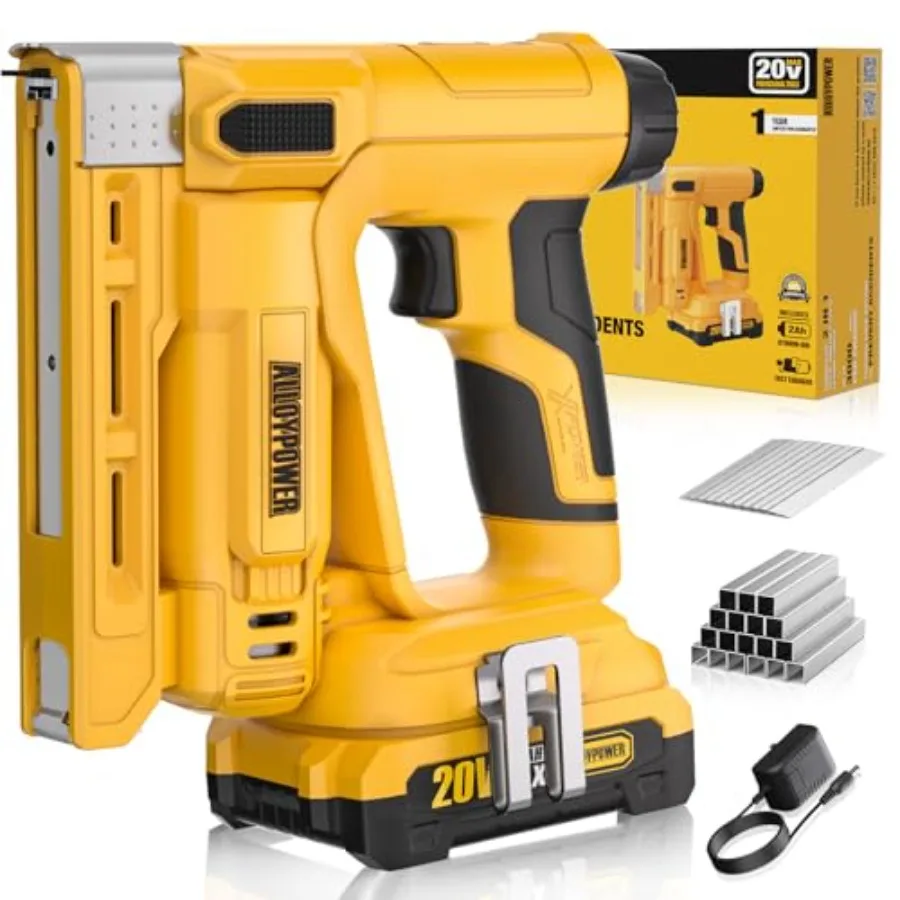 

Аккумуляторный гвоздезабиватель/электрический степлер 2-в-1 для скоб 3/8'' (18 калибр) с аккумулятором 2.0 Ач и зарядным устройством