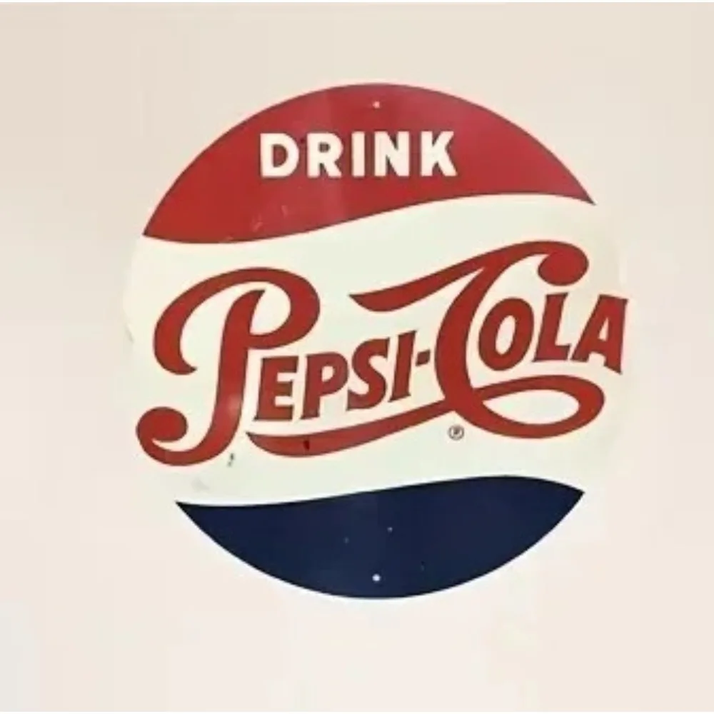 لافتة ألومنيوم مستديرة من RETROVIBES Vintage Pepsi - فن جداري عالي الدقة بالأشعة فوق البنفسجية، ديكور كلاسيكي لمشاعر غرفة الحنين